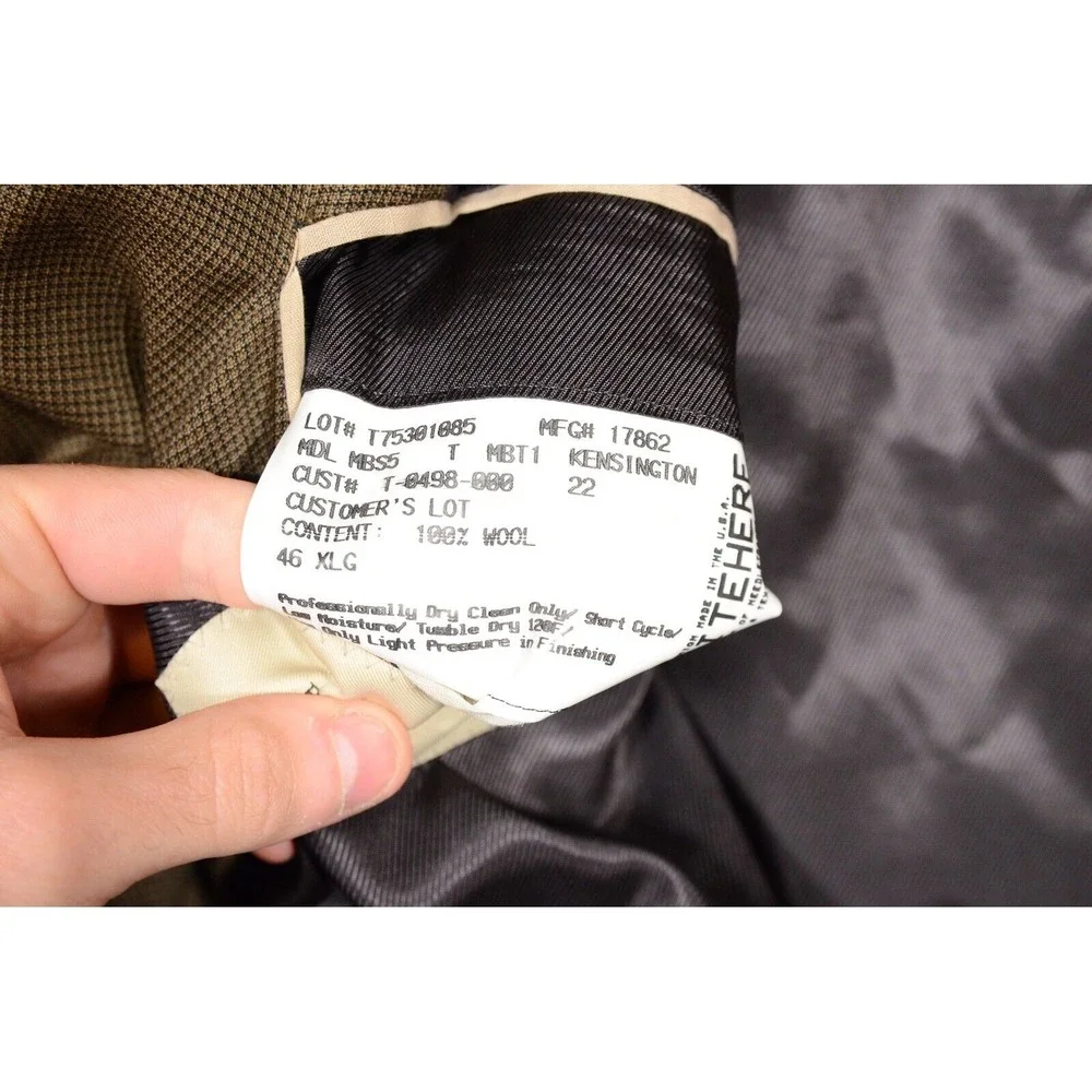 Burberry London Kensington Mens‎ Wool Brown Houndstooth Sport Coat Jacket 46 XLG